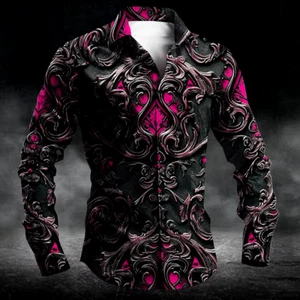 Men's shirt New Retro Three-Dimensional Pattern Comfortable Soft Luxury Top - Picture 1 of 2