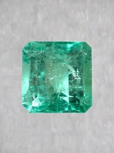 5.32 Carat 10x10MM Glowy Green Natural Loose Colombian Emerald-Asscher Cut - Picture 1 of 10