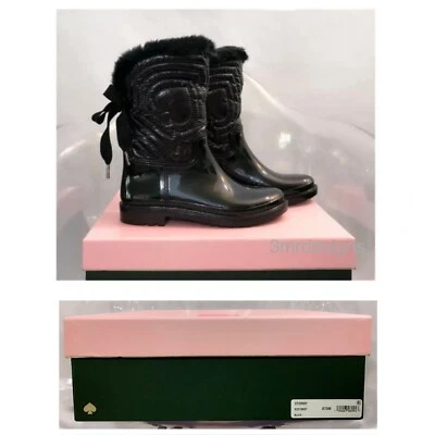 NEW Kate Spade STORMY Shiny Tech Fabric & Faux Fur Rain/Snow Boots-.Size.7 - Image 1 of 4