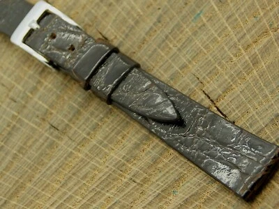 Correa de reloj vintage NOS Stylecraft cocodrilo marrón sin usar hebilla tono plata 13 mm Foto 1 de 4
