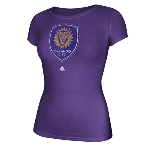 Orlando City SC MLS Adidas Women's Full Color Primary Logo Purple T-Shirt Cover