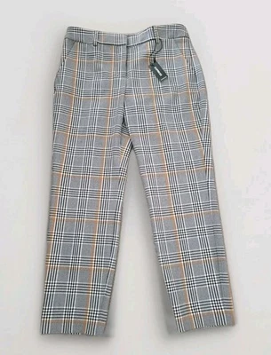 NWT Express Columnist Ankle Mid Rise Stretch Pants 6 Short Grey/Black Plaid  - Image 1 of 4
