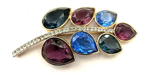 SWAROVSKI Colorful Crystal SWAG Flower Brooch Pin - Picture 1 of 2