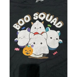 SQUISHMALLOWS New "Boo Squad" Halloween Black SS Cropped Tee Size L - Picture 1 of 7