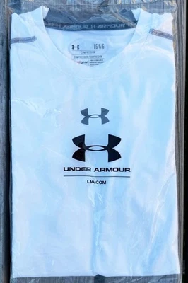 Under Armour Mens HeatGear Sleeveless Compression Top White Tank Top S M L XL - Image 1 of 4