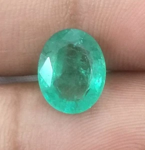 Smeraldo naturale dello Zambia 3,29 ct certificato verde taglio ovale pietra preziosa sfusa - Foto 1 di 11