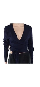 Maglione balletto donna 1901 blu navy notte piccolo viscosa cotone scollo a V nuovo con etichetta - Foto 1 di 5