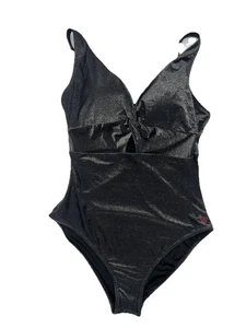 NWT Robert Graham Women’s One Piece Swimwear Black Silver Size 10 - Picture 1 of 8