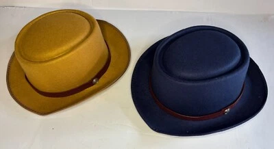 Clásico Sombrero Fedora Hombres Mujeres Sombrero Pastel de Cerdo Cinturón de Cuero Ala Ancha Porkpie Lote 2 Foto 1 de 4