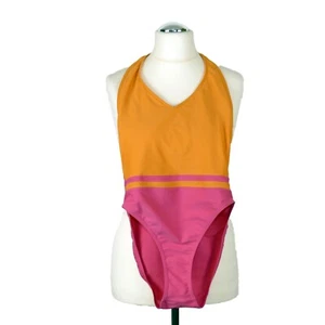 Badeanzug Gr. 40 Neon Rosa und Orange Neckholder Klickverschluss - Bild 1 von 9