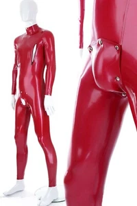 757 Herren Latex Catsuit Reißverschluss Brust Schritt Loch mit Kabeljau - Bild 1 von 3