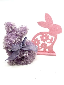 Easter Purple Bunny 8.5" And Easter Pink Bunny 9.5" Tabletop Decor NEW - Picture 1 of 7