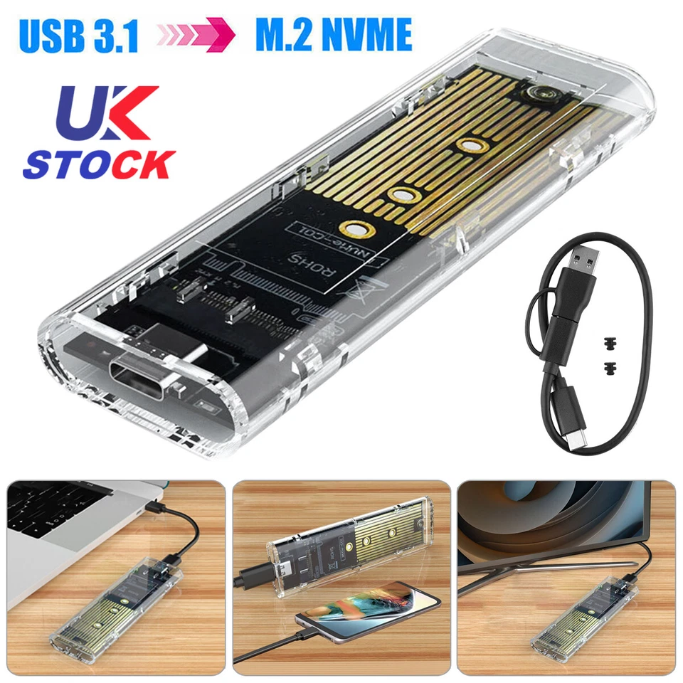 UK M.2 NVMe SSD to USB 3.2 Type C Enclosure Case Converter Adapter M&B + M Key