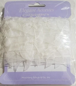 ELEGANT ACCENTS Organza Ribbon & Bows - WHITE - 3/4 inch x 12 ft (4 yds) - Picture 1 of 2