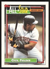 1992 Topps Baseball All-Star Cecil Fielder #397 Detroit Tigers