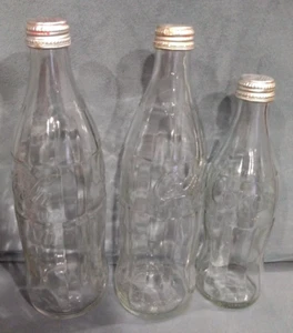 3 Vintage Glass Coca Cola Bottles with twist off caps that are not opened - Picture 1 of 10