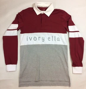 Mujer Mediana Marfil Ella Rugby Polo Elefante Talla Pequeña Camisa Granate/Gris/Blanco - Imagen 1 de 5