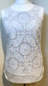 NEXT Size 12 Ladies Ivory/Cream Classic Embroidered Sleeveless Tailored Top - Picture 1 of 19