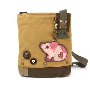  New Chala Handbag Patch Crossbody Brown Bag Canvas gift PIG Coin Purse