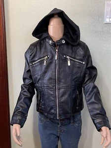 Black Girls Faux Leather Jacket Size Small ~ Used - Picture 1 of 8