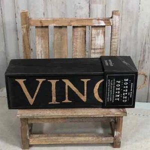 Bottled Poetry Genuine Wood Decorative Wine Box in Black NEW! - Picture 1 of 11