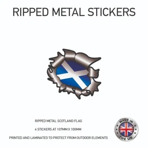 4 x Schottland zerrissene Metall Flagge AUFKLEBER 107 mm x 100 mm schottische Stoßstange Auto RMS03 - Bild 1 von 1