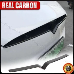 For Tesla Model S 2016-21 Front Bumper Grille Grill Cover Strip Lip REAL CARBON - Picture 1 of 14