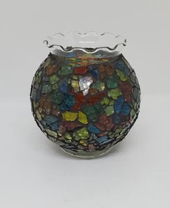 Greenbrier International Mosaic Tempered Stained Glass Vase 5.5" H - Picture 1 of 6