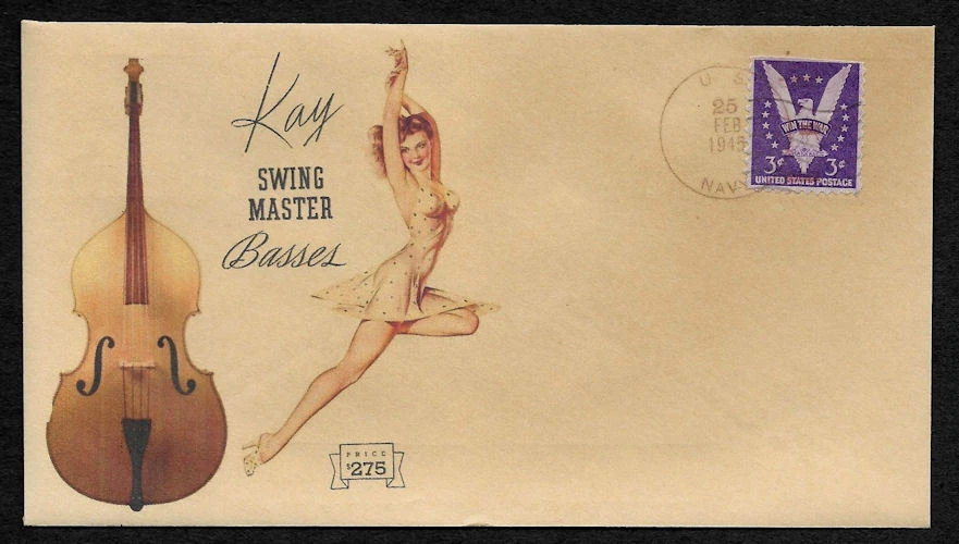 1945 Kay Upright Bass & Sexy Women Featured on Collector's Envelope *OP186 - Image 1 of 1