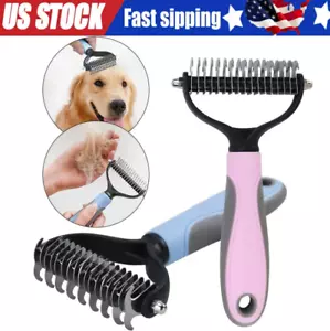 2Side Dog Brush for Shedding Dematting Pet Grooming Cat Hair Undercoat Rake Comb - Picture 1 of 16