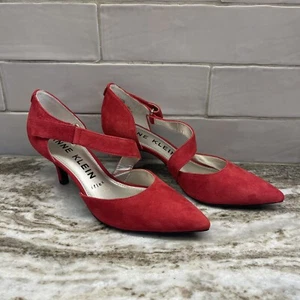 Anne Klein iFLEX Red Suede Leather Heels Size 7 Dress Shoe - Picture 1 of 9