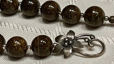 Brazalete de palanca floral con cuentas de bronceita de plata esterlina Silpada retirado B1365 Foto 1 de 4