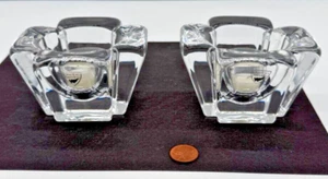 Orrefors Crystal Glass Votive/Tea Light Candle Holders With Stickers Set of 2 - Picture 1 of 6