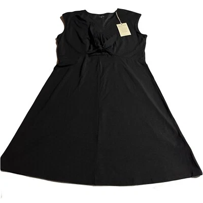 Vestido para mujer Garnet Hill L negro con lazo delantero línea A cambio Tencel manga gorra nuevo con etiquetas Foto 1 de 4