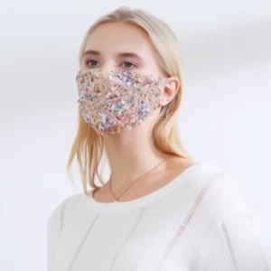 Women Face Mask Reusable Washable Cover Masks Fashion Round Sequins - Picture 1 of 8