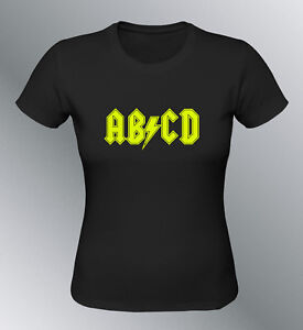 T-Shirt Customised Abcd S M L XL Woman Humor Acdc Ac-Dc Logo Diverted