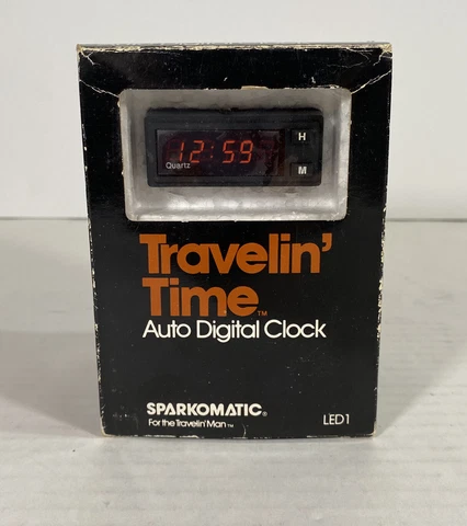 Sparkomatic Travelin’ Time LED Digital Clock Vintage 70s 80s Auto Accessory New Cover