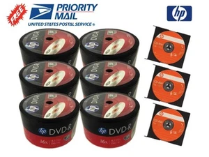PAQUETE 300 16X HP Logotipo Superior Blanco DVD-R DVDR 4,7 GB + 3 Discos HP-CD-RW Gratis - Imagen 1 de 6