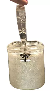 RAR Vintage weiß Glitzer Lucite ungewöhnlich geformt geschnitzt Top Handtasche oder Handtasche - Bild 1 von 5