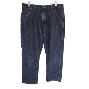 Jeans da falegname Wrangler foderato in pile uomo 34x30 blu abbigliamento da lavoro - Foto 1 di 11