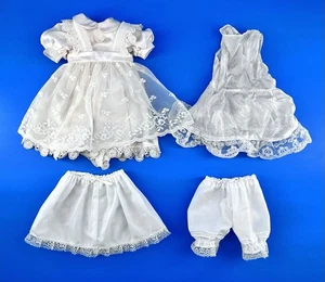 Vintage 14” Doll Dress Quality Silk Satin Ecru Lace Pin Tucked 1980-1990 Rare - Picture 1 of 12
