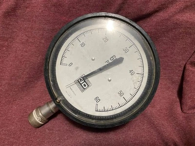 Vintage large 4-1/2" 3D 0-60 Air Pressure PSI Gauge Steampunk  art - Image 1 of 4