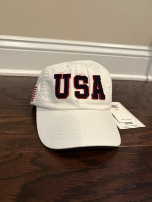 NUEVO Polo Ralph Lauren EE. UU. Equipo Olímpico 2020 Bandera Blanco Correa Sombrero Precio de venta sugerido por el fabricante 60 USD Foto 1 de 4