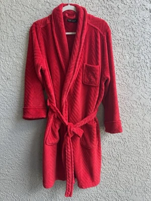 Lauren Ralph Lauren Womens Plush Red Robe Herringbone Shawl Collar Belt XL - Image 1 of 4