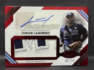 2025 Topps Tier One Junior Caminero Red Jumbo Relic Auto /10 - Letter Patch - Picture 1 of 2
