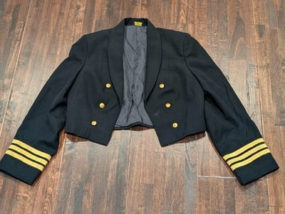 Vintage 50s US Navy Nurse Corps Formal Cropped Jacket Womens 8R Wool Black USA - Image 1 of 4
