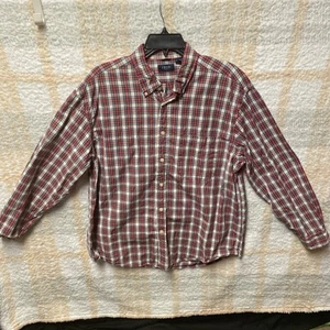 Camisa Izod Para Hombre Grande Roja Azul Blanca Amarilla A Cuadros Manga Larga Con Botones - Imagen 1 de 7