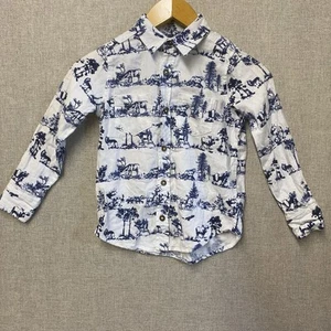 Lands End Ragazzi XS (4-5) Flanella LS Animali della Foresta Bottoni - Foto 1 di 12