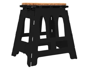 QHP Klapphocker Tritthocker Aufstiegshilfe mit Fußmatte schwarz - Bild 1 von 2