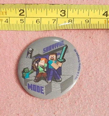 Minecraft Survival Mode Mojang Video Game Button Pin Pinback - Image 1 of 3